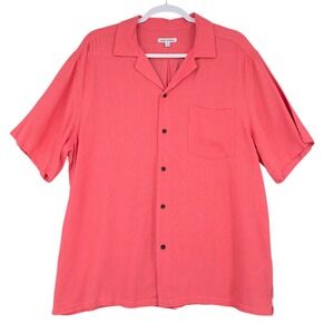BANKS JOURNAL Men's‎ Coral Linen Blend Short Sleeve Camp Shirt Size M